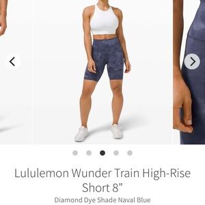 Lululemon Wunder Train High Rise Short 8” in Diamond Dye Naval Blue